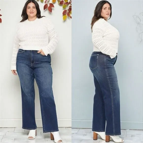 Judy Blue High Rise Tummy Control Classic Straight Jeans Dark Wash NWT - Picture 6 of 15